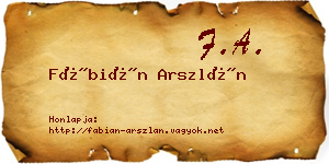Fábián Arszlán névjegykártya